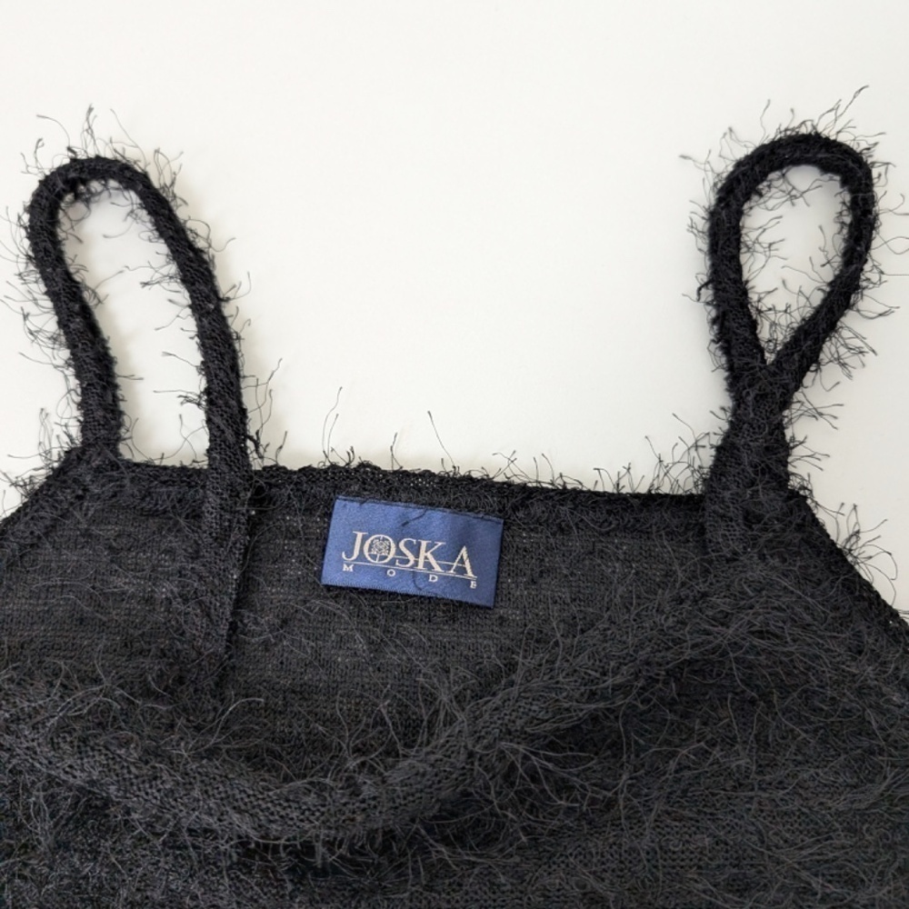 90's Fuzzy Tank Top Cropped Sleeveless Spaghetti Straps Texture - Picture 7 of 7